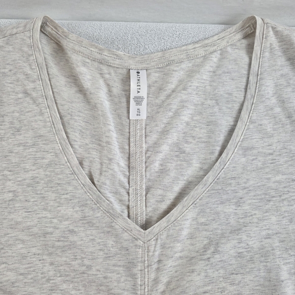 Athleta Long Sleeve Gathered Top Heathered Oatmeal Wmn's XL - Picture 5 of 12
